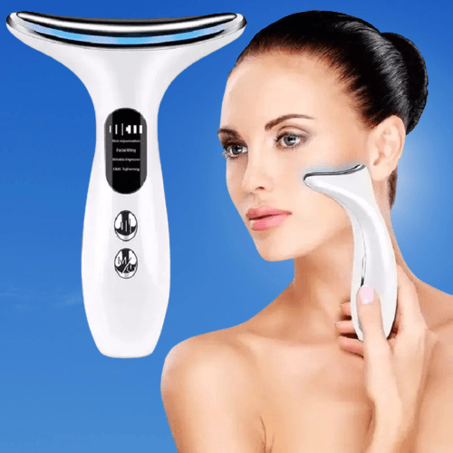 Appareil massage visage | LedTherapy™ | Appareil de massage facial, EMS, microcourant , 3 couleurs led, antirides et ridules - belleMbeauté