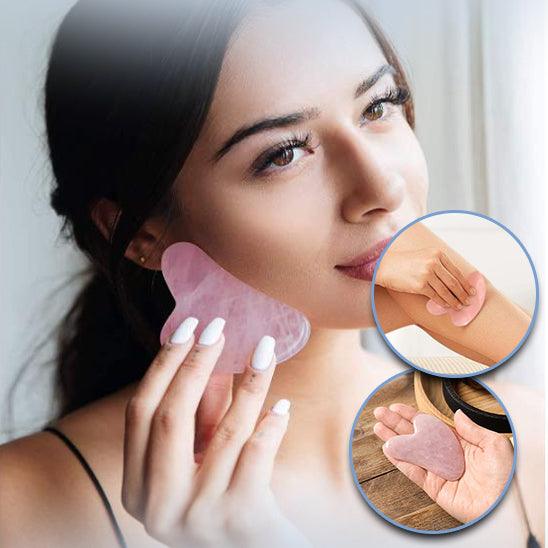 gua sha | LovelyGuasha™ pierre de massage en quart rose en forme de coeur - belleMbeauté