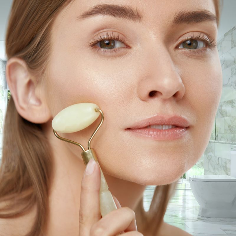 Rouleau de jade| Picot | Rouleau de jade double sense ,pour le massage du visage - belleMbeauté