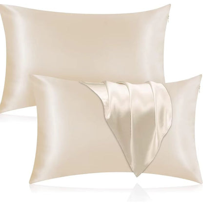 Taie d'Oreiller en Soie | SilkPillow | Taie d'oreiller beige double face , antiâge doux et 100% naturelle