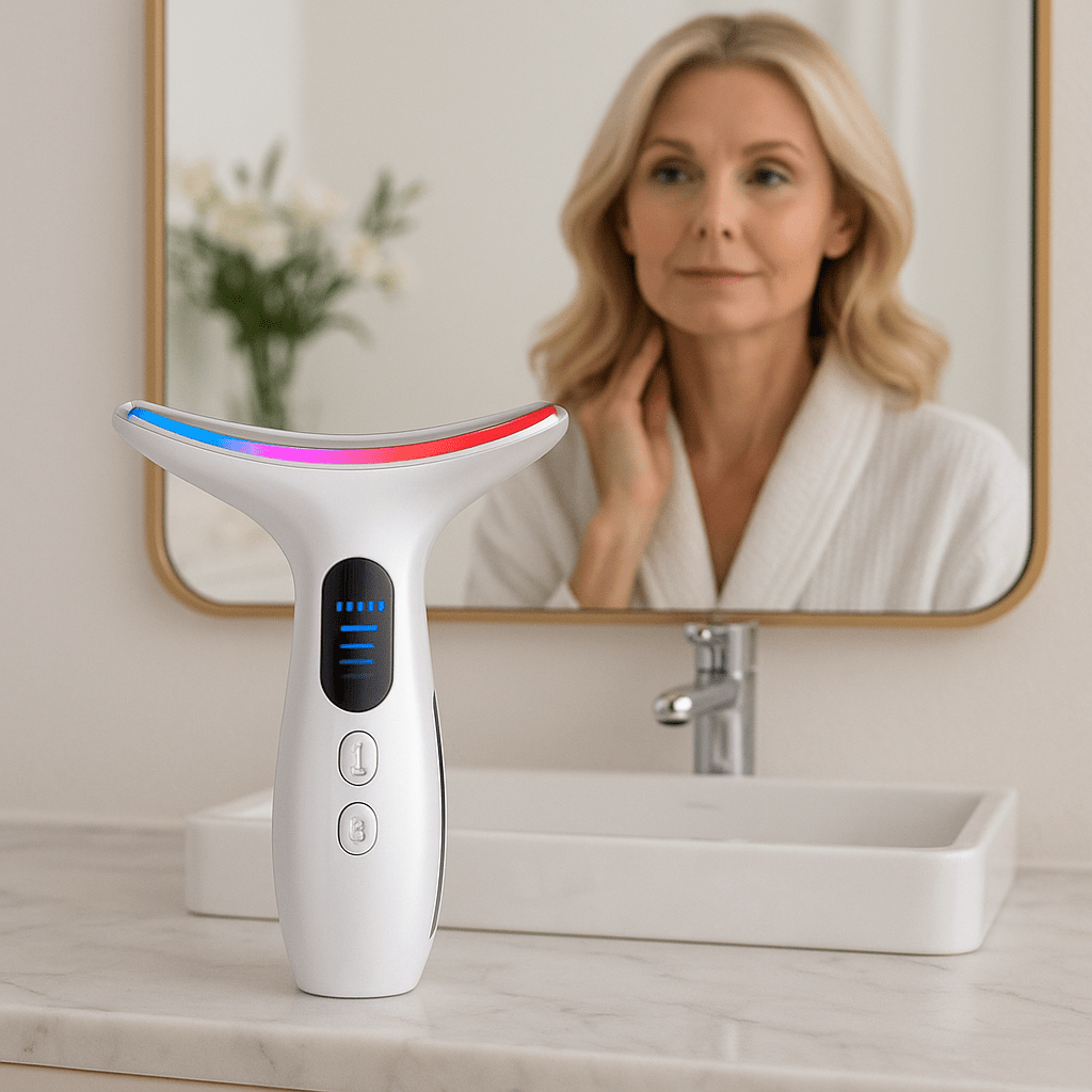 Appareil massage visage | LedTherapy™ |EMS, 3 couleurs LED, Antirides et ridules - belleMbeauté