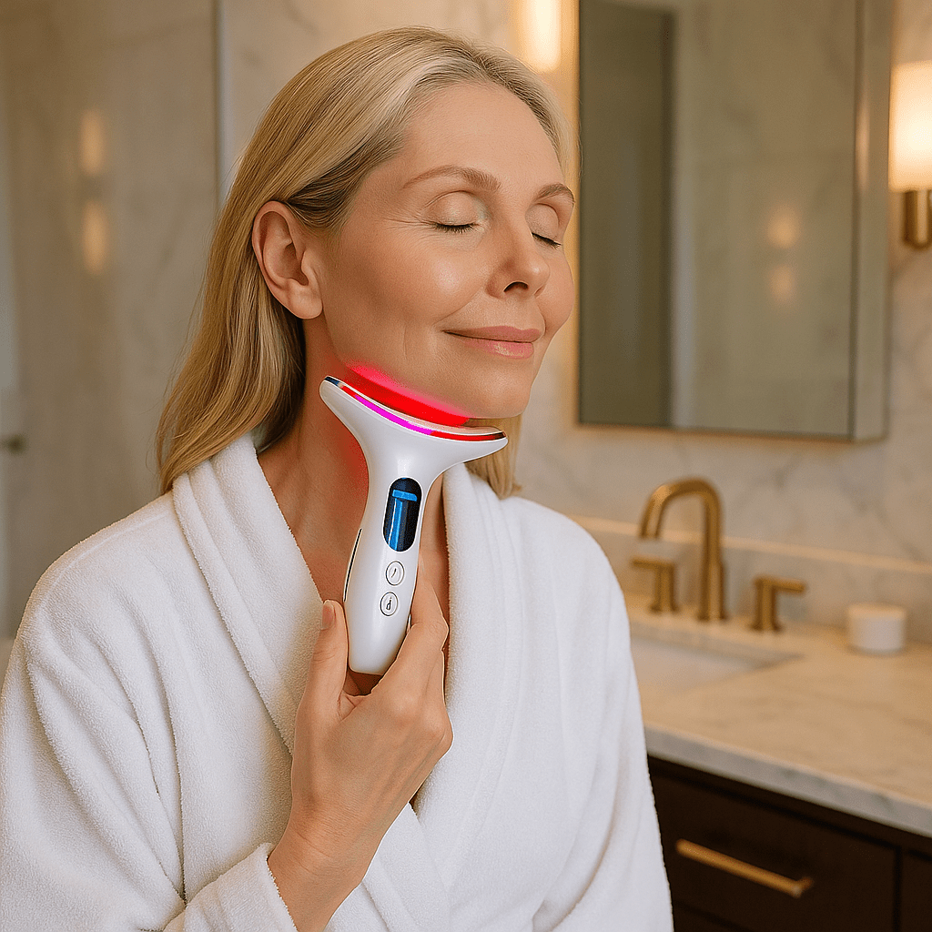 Appareil massage visage | LedTherapy™ |EMS, 3 couleurs LED, Antirides et ridules - belleMbeauté