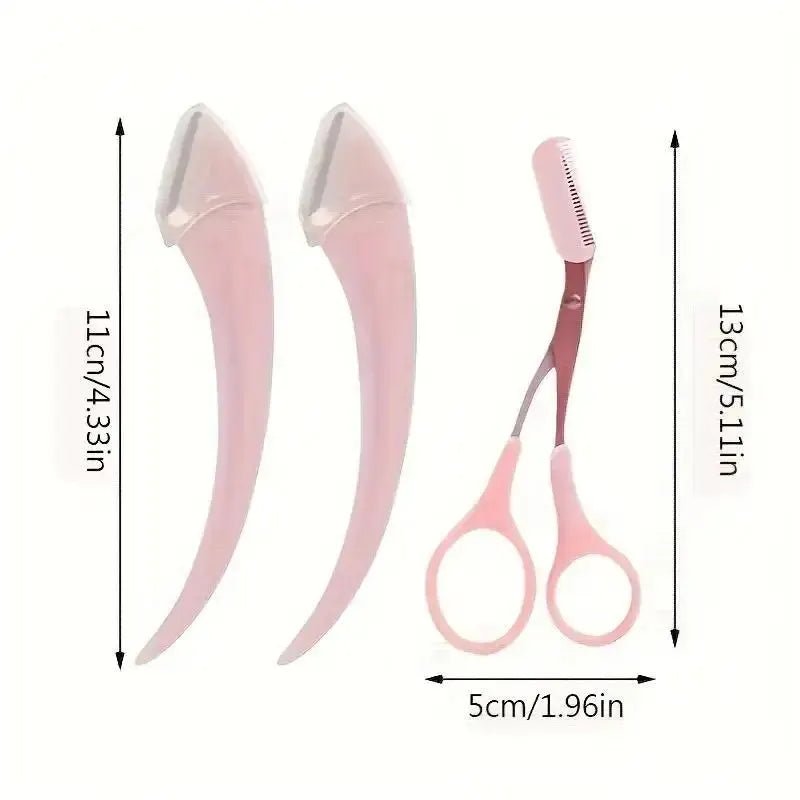 Dermaplaning | Bderma | Le kit dermaplaning complet en forme d'arc pour le visage et les sourcils , deux rasoirs et des ciseaux à sourcils - belleMbeauté