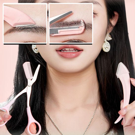Dermaplaning | Bderma | Le kit dermaplaning complet en forme d'arc pour le visage et les sourcils , deux rasoirs et des ciseaux à sourcils - belleMbeauté