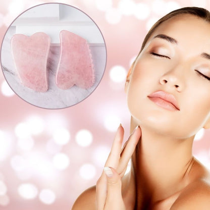 Gua sha | Gasharequin™ | Outil de massage facial dentelé en quart rose - belleMbeauté