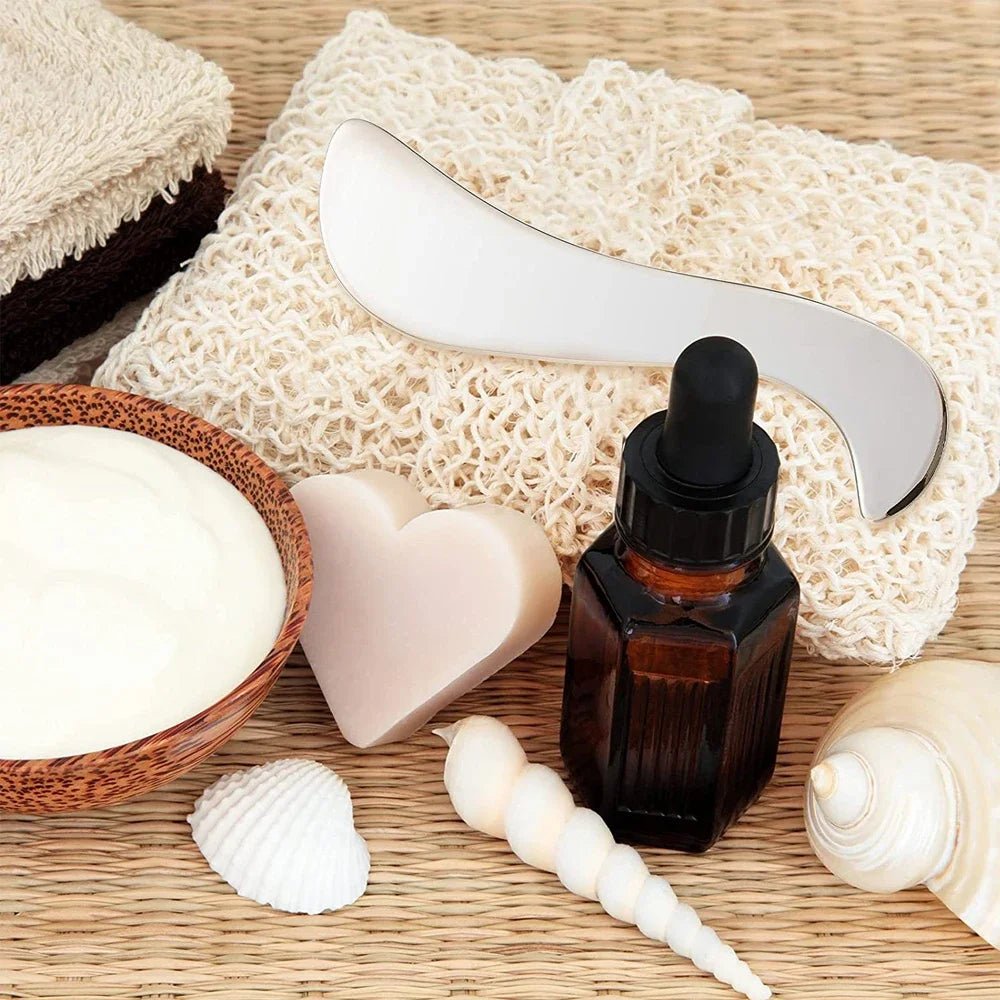 Gua sha | GuashaLuxe™ | Kit de massage professionnel en acier inoxydable avec une pochette de protection - belleMbeauté