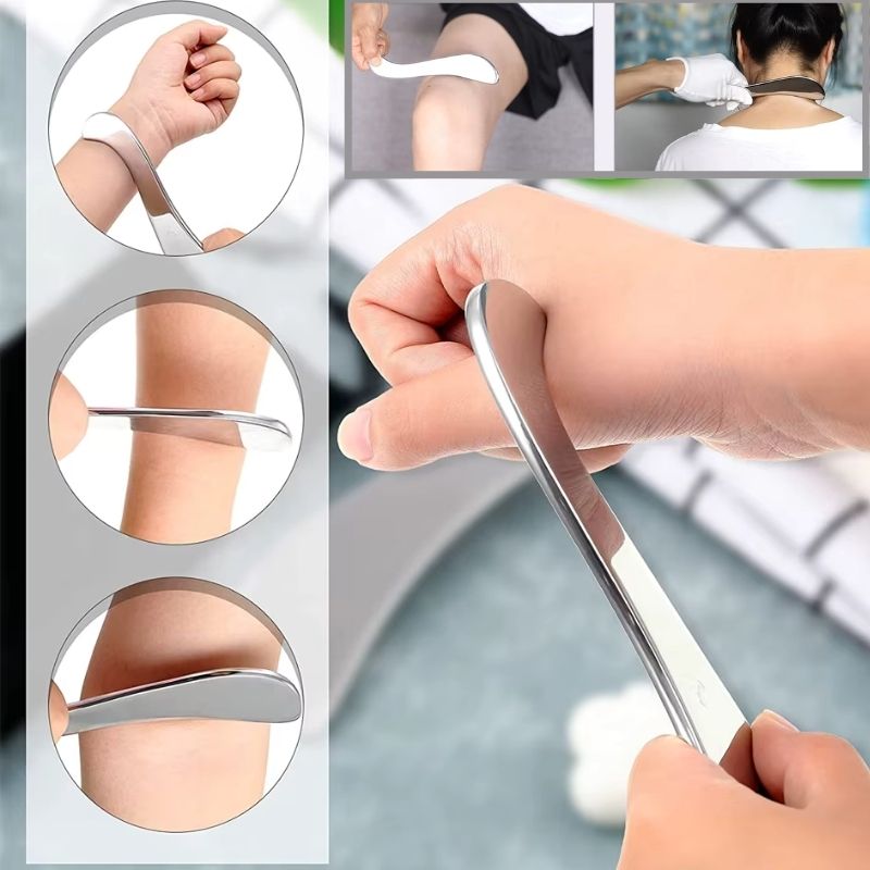 Gua sha | GuashaLuxe™ | Kit de massage professionnel en acier inoxydable avec une pochette de protection - belleMbeauté