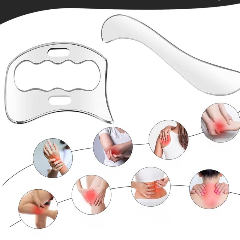 Gua sha | GuashaLuxe™ | Kit de massage professionnel en acier inoxydable avec une pochette de protection - belleMbeauté