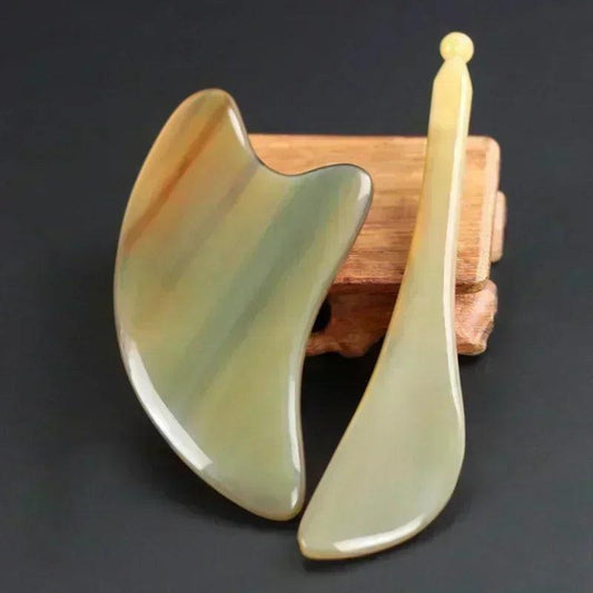 Gua Sha Visage | YakGuasha™ | Gua sha et Bâton de massage en corne de boeuf naturel - belleMbeauté