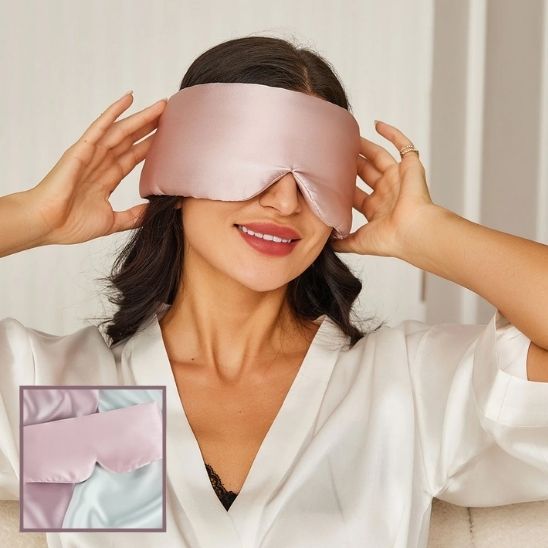 Masque de nuit en soie | Masoie | Masque en soie de murier 100% naturelle fermeture scratch, doux rembourrer ,antirides - belleMbeauté