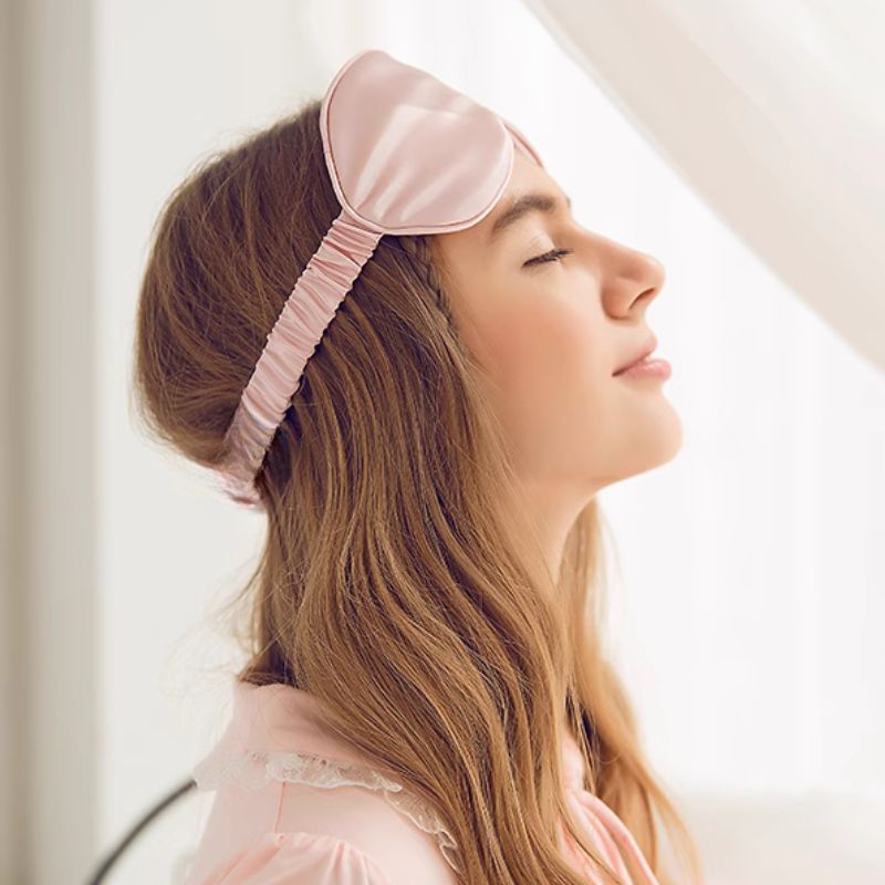 Masque de sommeil en soie | Masque en soie de murier à élastique 100% naturelle, doux rembourrer ,antirides - belleMbeauté