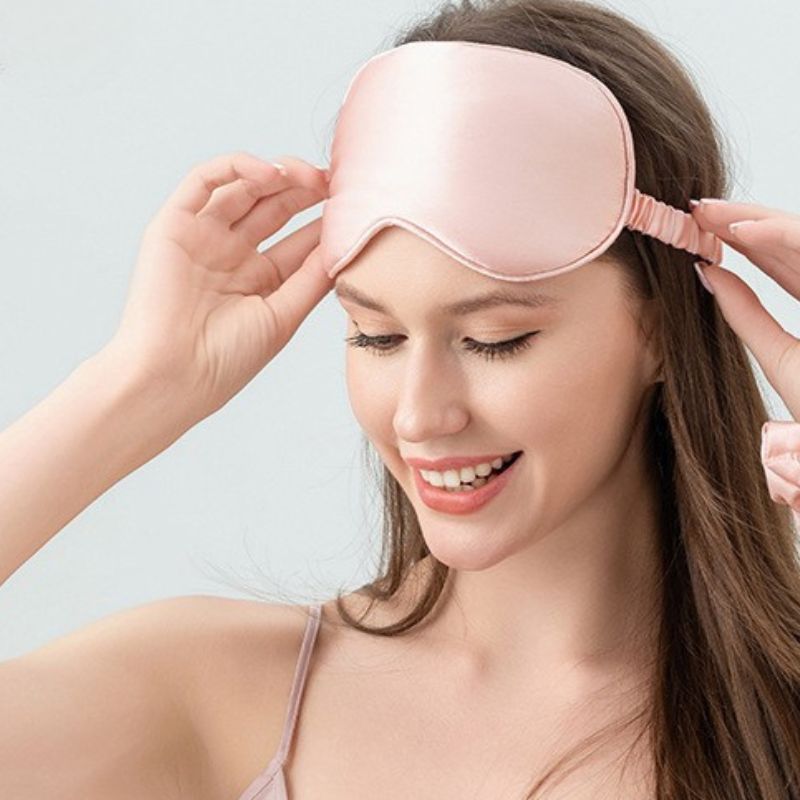 Masque de sommeil en soie | Masque en soie de murier à élastique 100% naturelle, doux rembourrer ,antirides - belleMbeauté