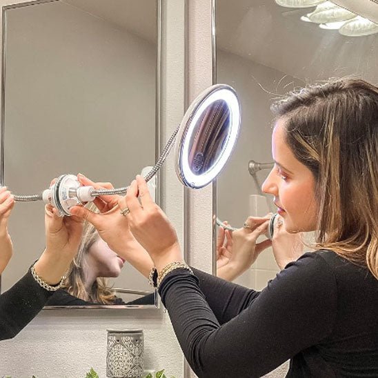 Miroir Grossissant | Mirgro™ | Lumineux se fixe sans perçage - belleMbeauté