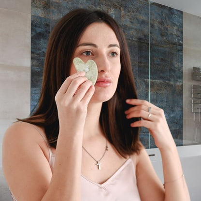 Pierre de gua sha | Jadsha - Pierre de jade pour le massage facial à domicile, anti - ride et élimine les gonflement - pour visage , cerne et cou - belleMbeauté