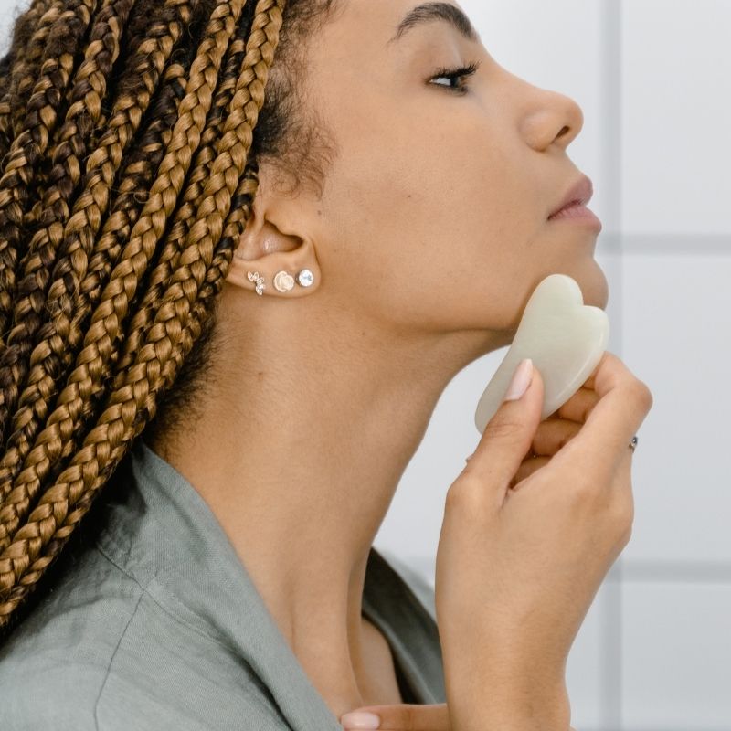 Pierre de gua sha | Jadsha - Pierre de jade pour le massage facial à domicile, anti - ride et élimine les gonflement - pour visage , cerne et cou - belleMbeauté