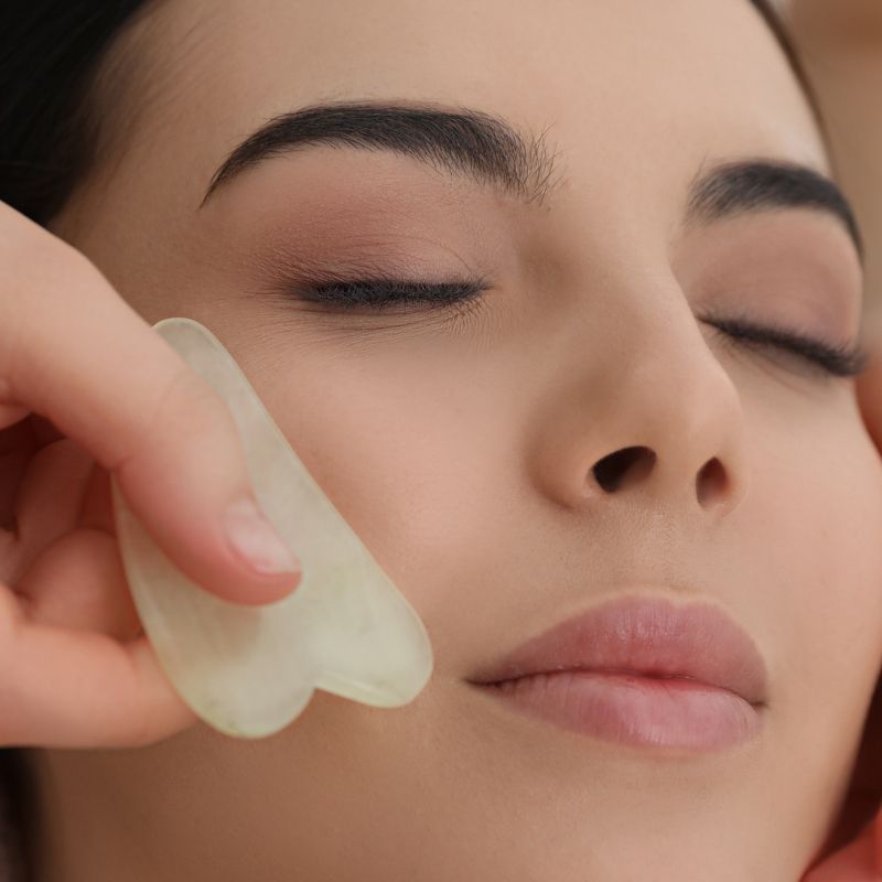 Pierre de gua sha | Jadsha - Pierre de jade pour le massage facial à domicile, anti - ride et élimine les gonflement - pour visage , cerne et cou - belleMbeauté