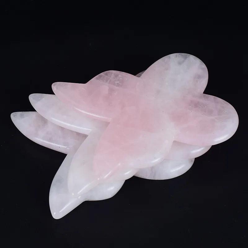 Pierre gua sha | Butterfly | outil de massage facial anti ride en quart rose en forme de papillon - belleMbeauté