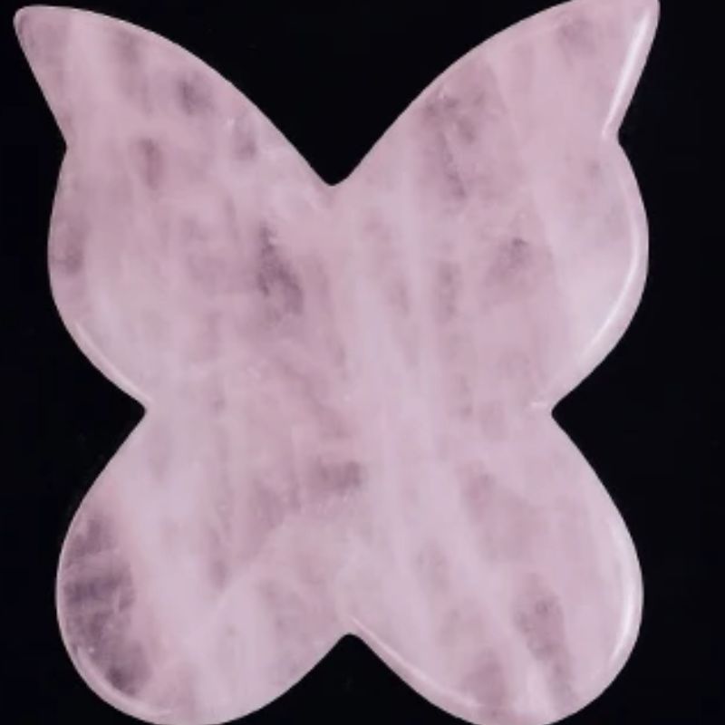 Pierre gua sha | Butterfly | outil de massage facial anti ride en quart rose en forme de papillon - belleMbeauté