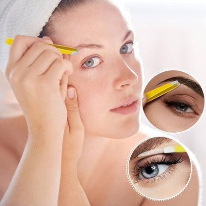 Pince à épiler | kitpince™ | Lot de 4 pinces à sourcils colorées avec différentes têtes pour sourcils duvets et pose de faux cils - belleMbeauté