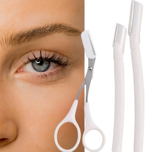 Rasoir à Sourcil | Poilstop | Un kit composer de deux rasoirs pour le visage et un ciseau à sourcils - belleMbeauté