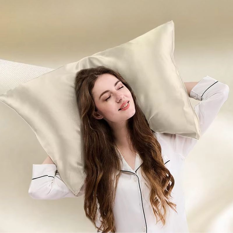 Taie d'Oreiller en Soie | SilkPillow | Taie d'oreiller beige double face , anti âge doux et 100% naturelle - belleMbeauté