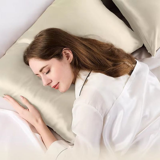 Taie d'Oreiller en Soie | SilkPillow | Taie d'oreiller beige double face , anti âge doux et 100% naturelle - belleMbeauté